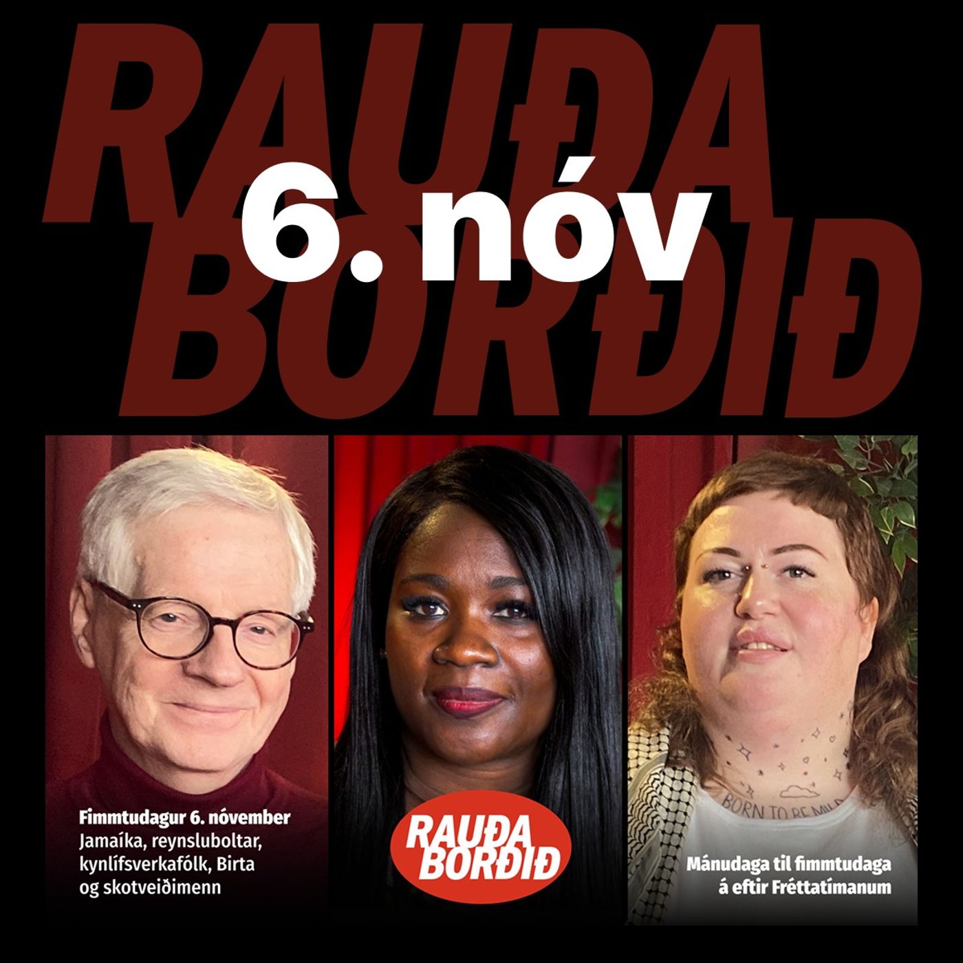 Rauða borðið 6. nóv - Jamaíka, reynsluboltar, kynlífsverkafólk, Birta og skotveiðimenn