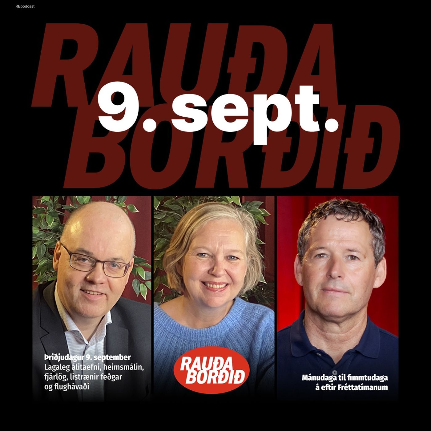 Rauða borðið 9. sept - Lagaleg álitaefni, heimsmálin, fjárlög, flughávaði og listrænir feðgar