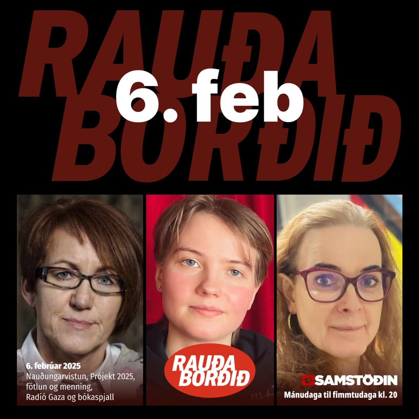 Rauða borðið 6. feb - Nauðungarvistun, Prójekt 2025, fötlun og menning, Radíó Gaza og bókaspjall episode artwork