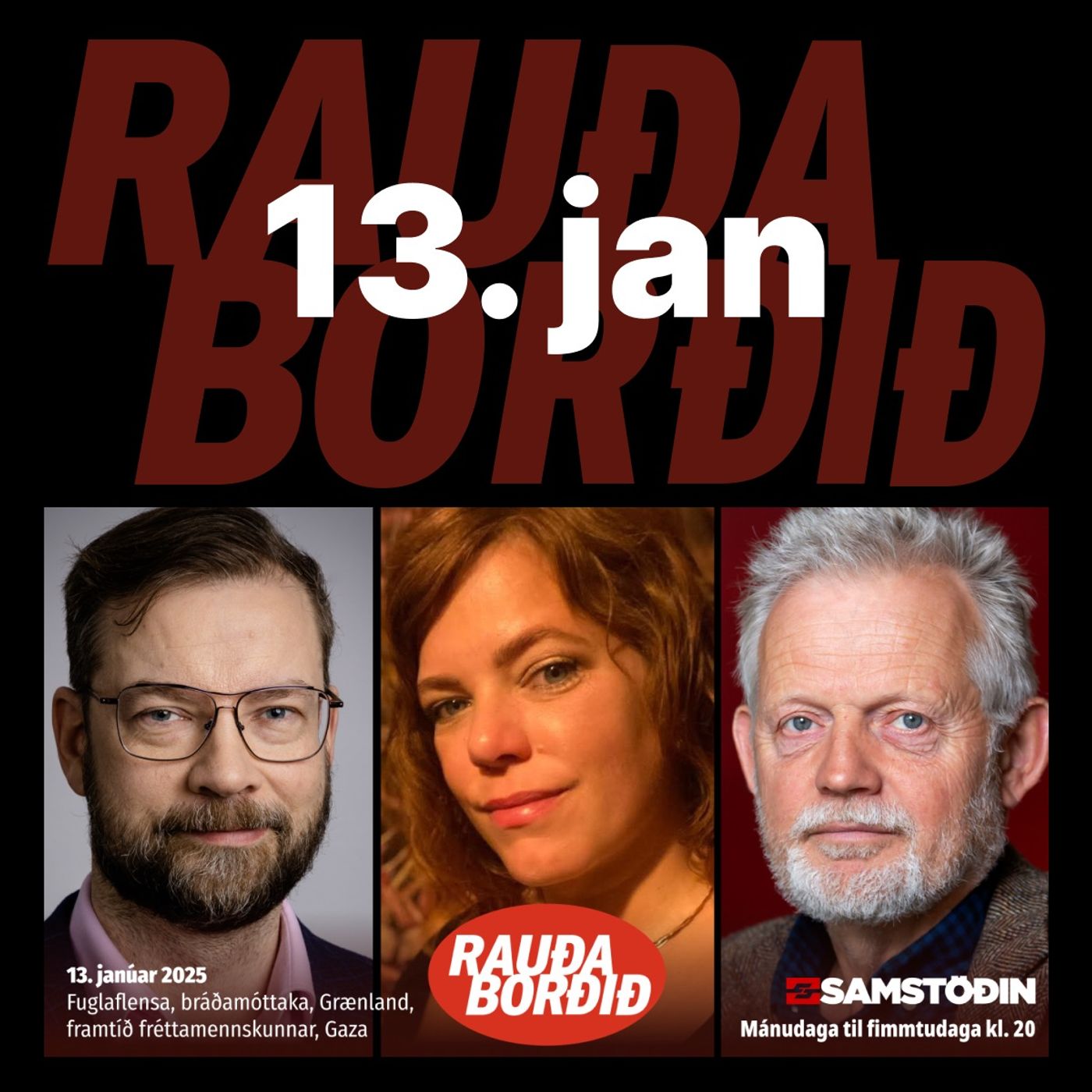 Rauða borðið 13. janúar: Fuglaflensa, bráðamóttaka, Grænland, framtíð fréttamennskunnar, Gaza episode artwork