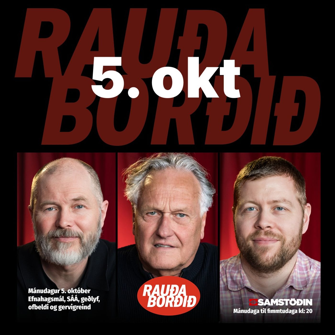 Mánudagur 5. október - Efnahagsmál, SÁÁ, geðlyf, ofbeldi og gervigreind