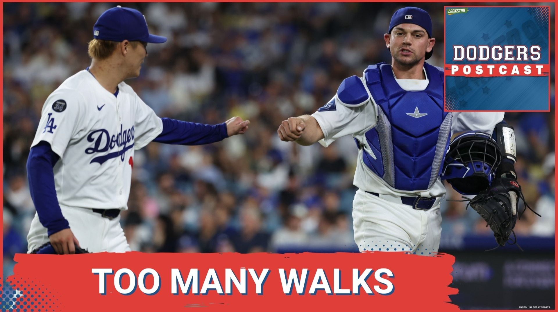 DODGERS POSTCAST: Dodgers pitchers issue far too many free passes, but find a way to post the W.