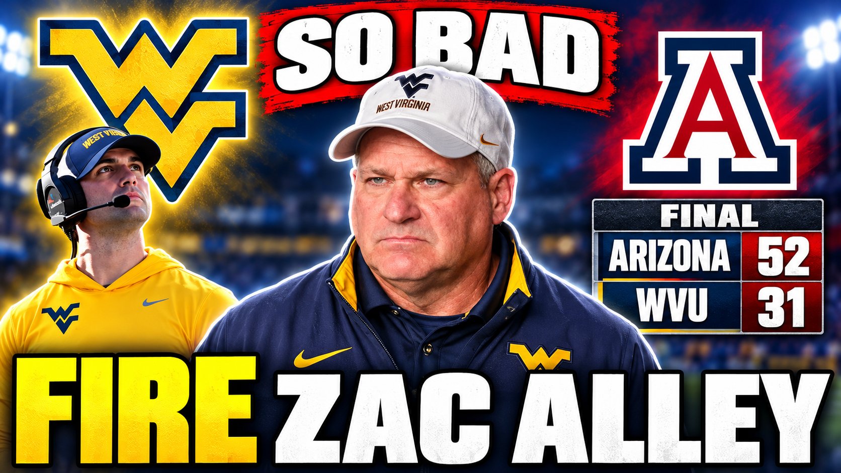 NO HOPE- WVU gets BLASTED by Arizona's Offense/ Zac Alley UNDER FIRE