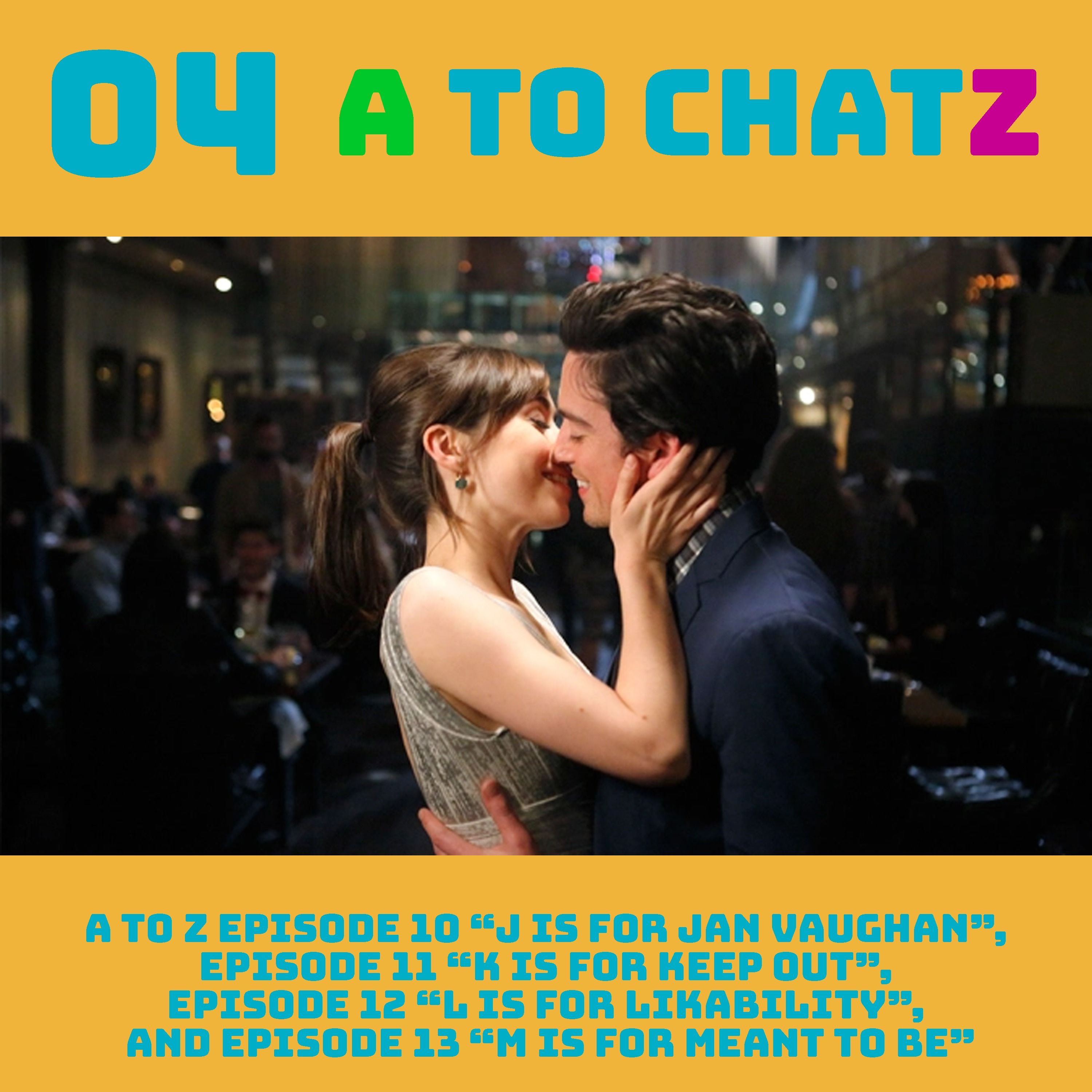 A to Z Episode 10 “J Is for Jan Vaughan”, Episode 11 “K Is for Keep Out”, Episode 12 “L Is for Likability”, and Episode 13 “M Is for Meant to Be” A to ChatZ 04