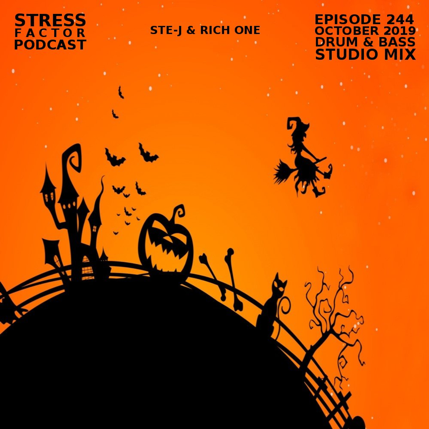 Stress Factor Podcast 244 - Ste-J & RichOne - October 2019 Drum & Bass Studio Mix episode artwork