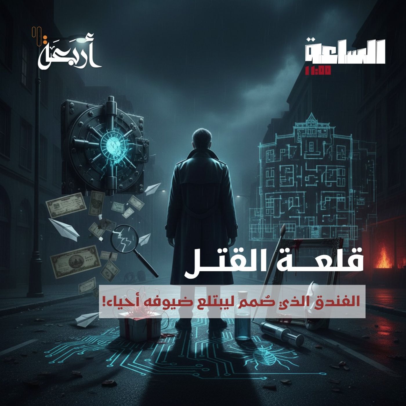بودكاست الساعة 11:00 م | قلعة القتل.. الفندق الذي صُمم ليبتلع ضيوفه أحياء! episode artwork