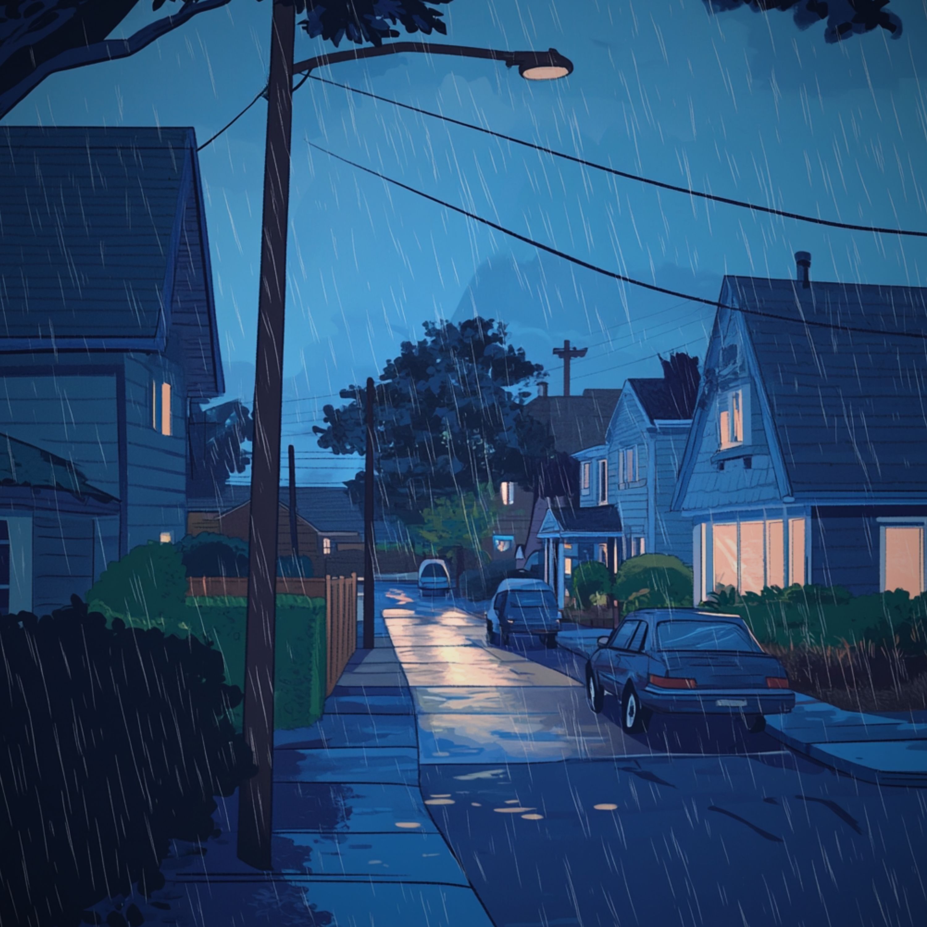Rainy Neighborhood Ambience | Rain in the Suburbs