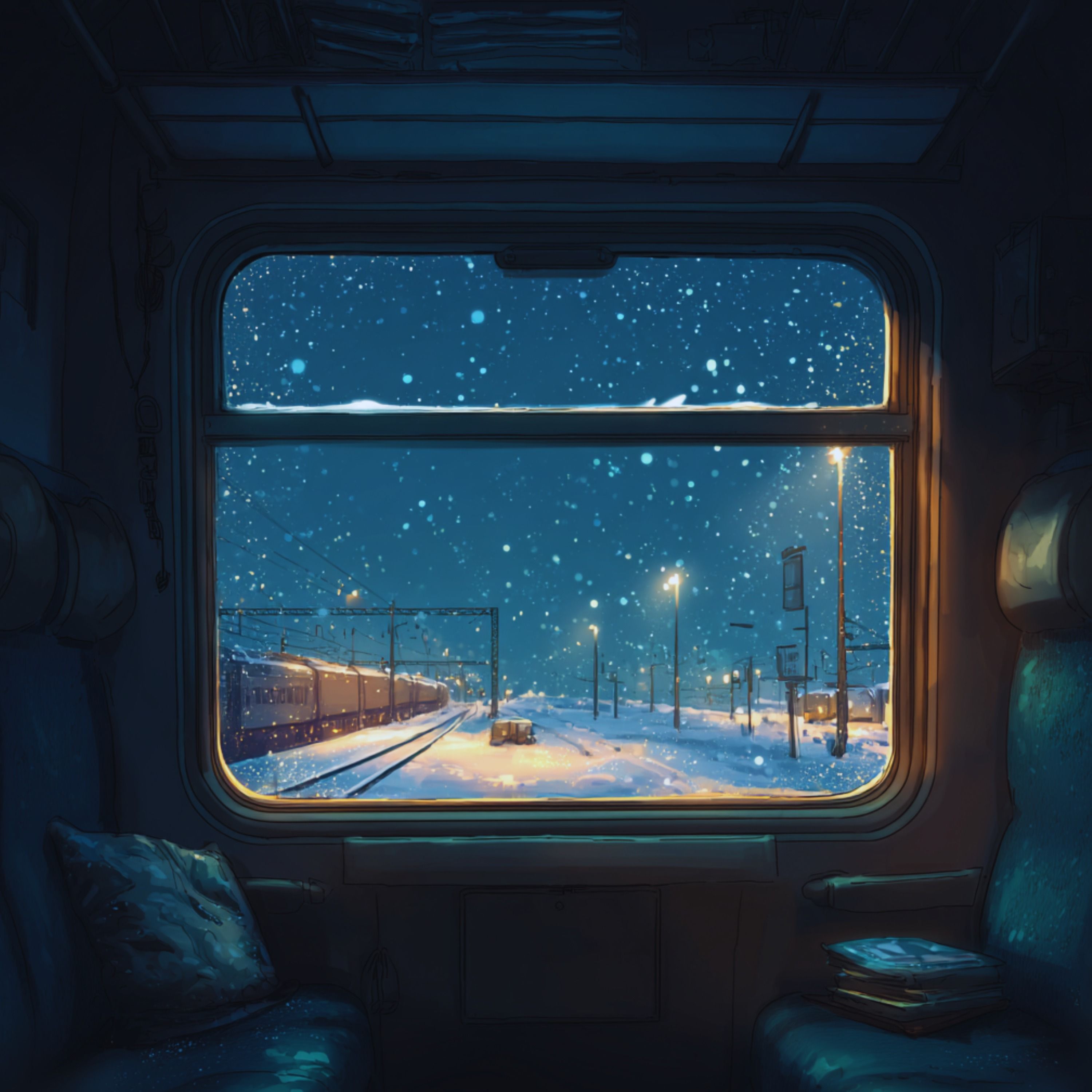 Winter Evening Train Ride | Steady Motion and Distant Wind