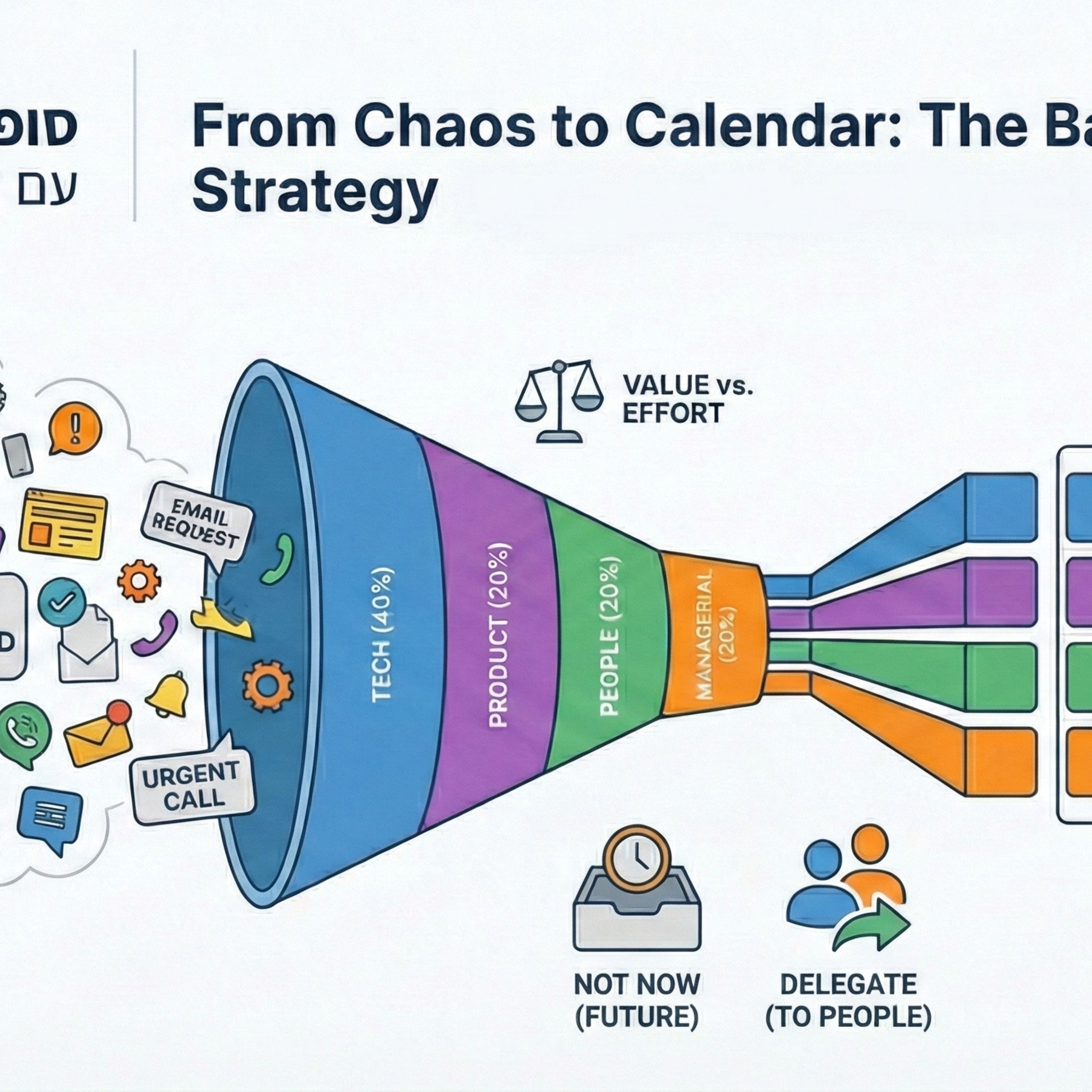 Podcast episode cover art: להפסיק לכבות שריפות: שיטת הבאקטים לניהול זמן אסטרטגי