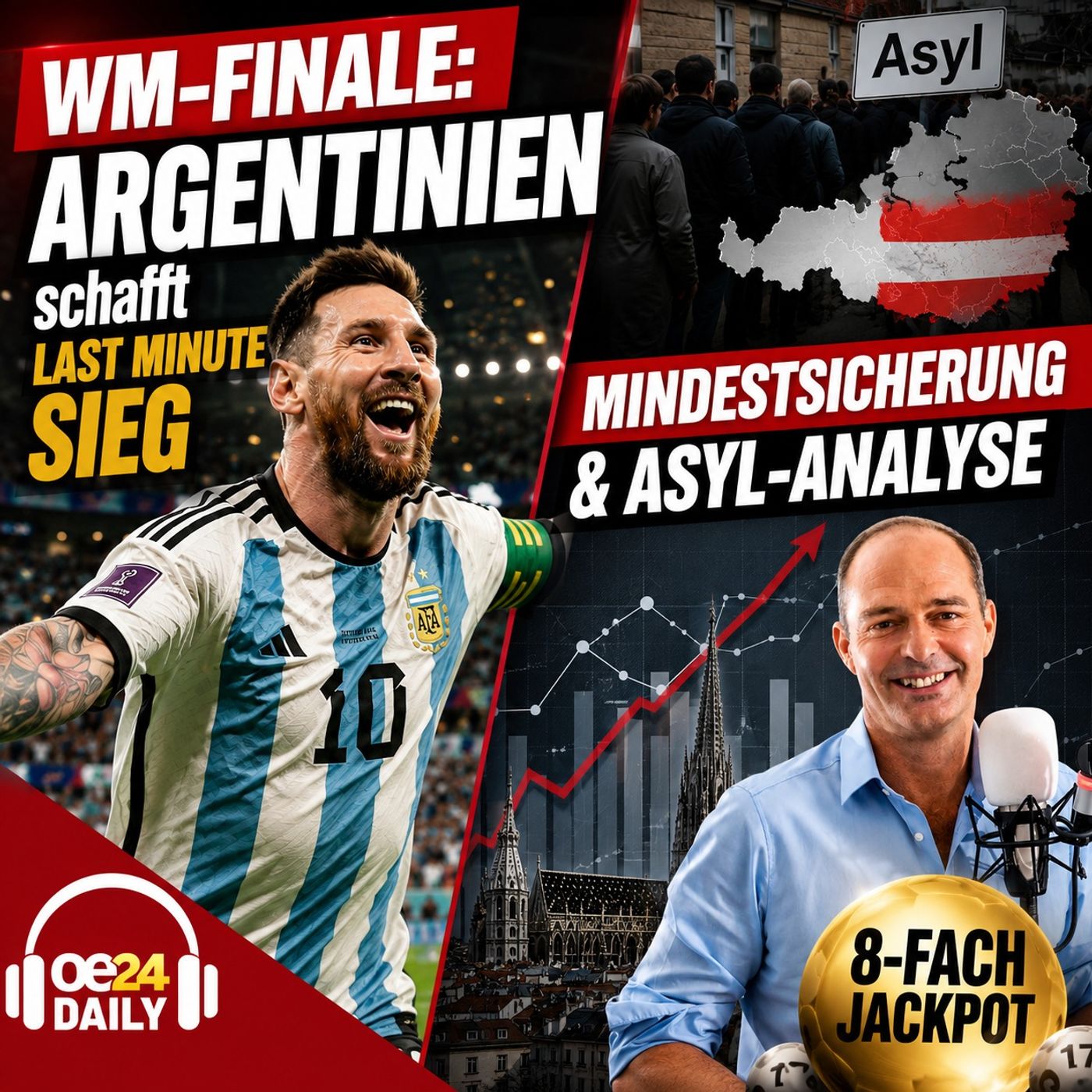 oe24 DAILY: Das Finale der Fußball-WM steht fest, die Asyl- und Abschiebebilanz im Fokus & der erste Achtfach-Jackpot der Lottogeschichte - DONNERSTAG 16.07.2026 episode artwork