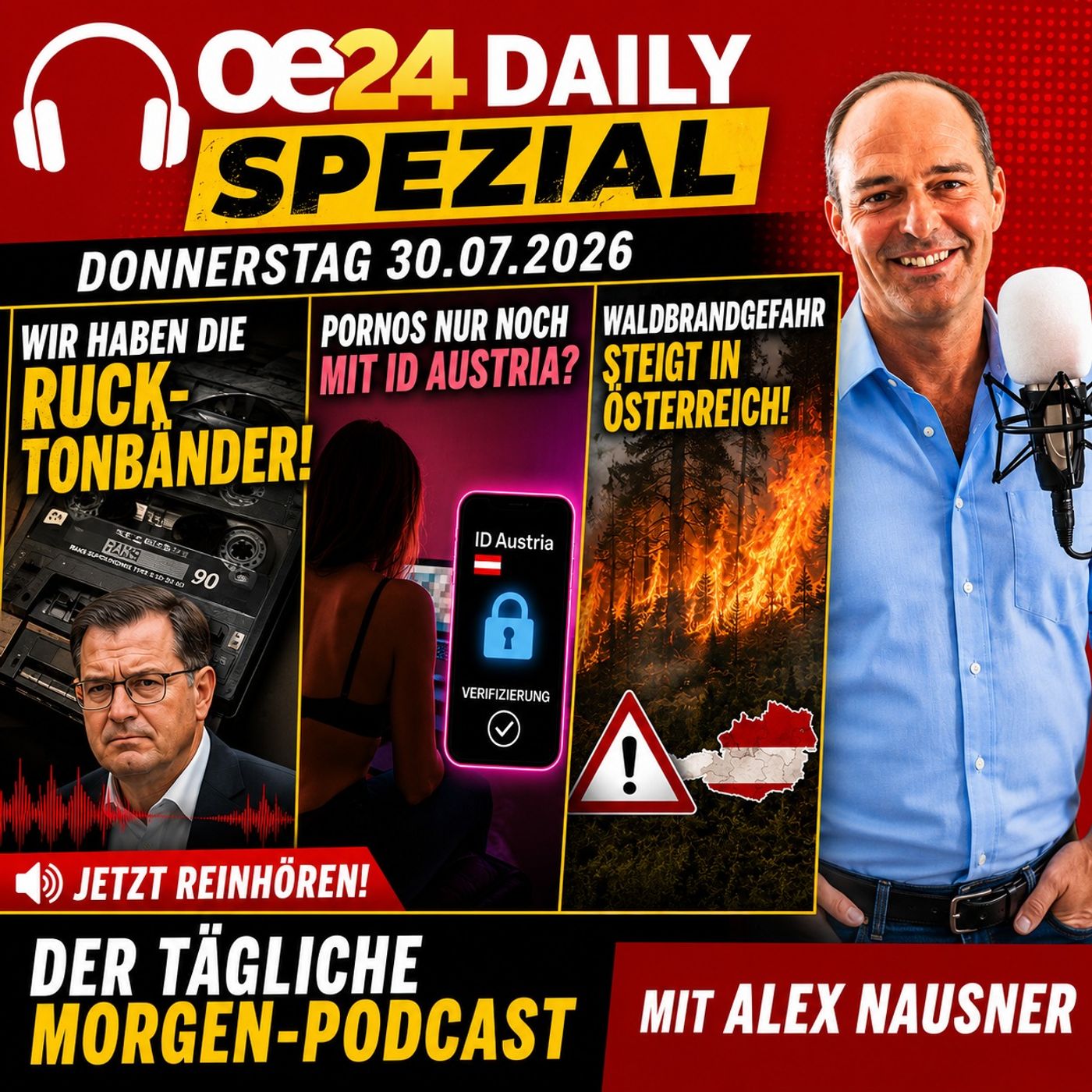 oe24 DAILY SPEZIAL - Wir haben die Ruck-Tonbänder- JETZT reinhören - Pornos nur noch mit ID AUSTRIA? - Waldbrandgefahr steigt in Österreich - DONNERSTAG 30.07.2026
