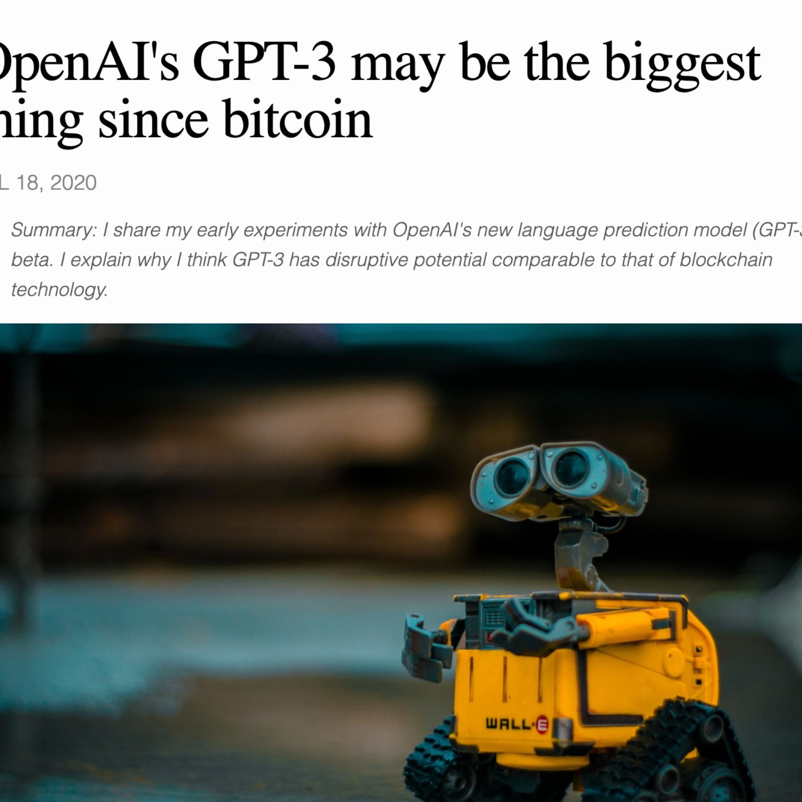Why new IA platform GPT3 is worth paying attention to for entrepreneurs and non techs. A blog post summery and discussion.