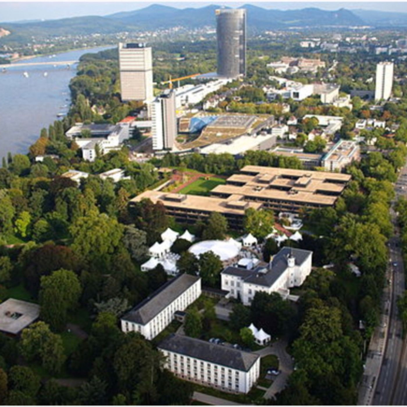 Bonn is a city on the banks of the Rhine river in the German state of North Rhine Westphalia