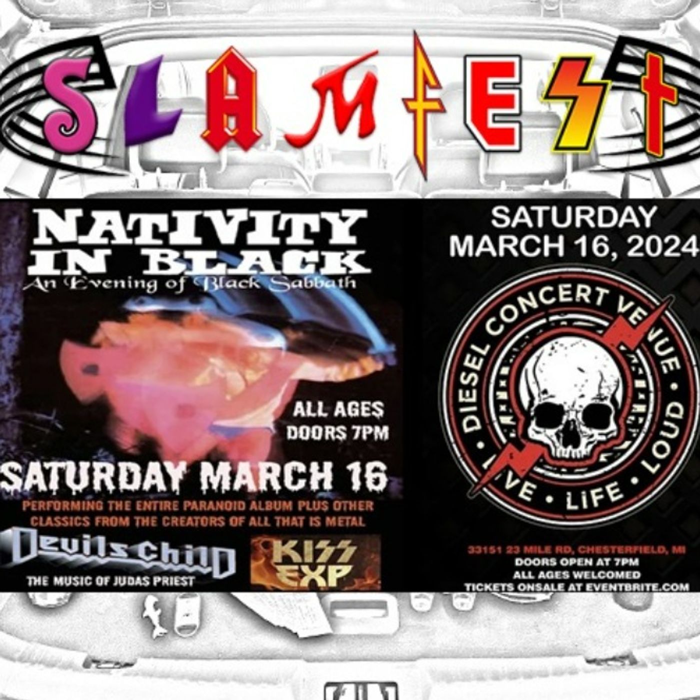 Nativity in Black (Black Sabbath Tribute), Devil's Child (Judas Priest Tribute) and The Kiss Experience (Kiss Tribute) Concert - 3/16/24