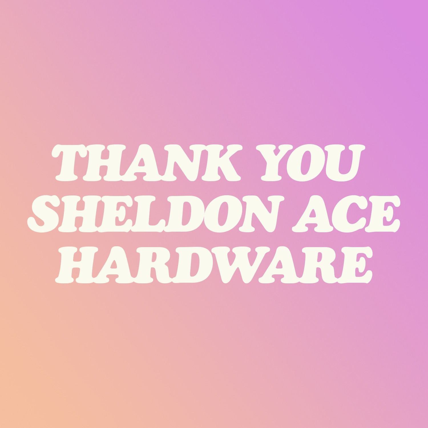 Thank You Sheldon Ace Hardware Thank You Sheldon Ace Hardware